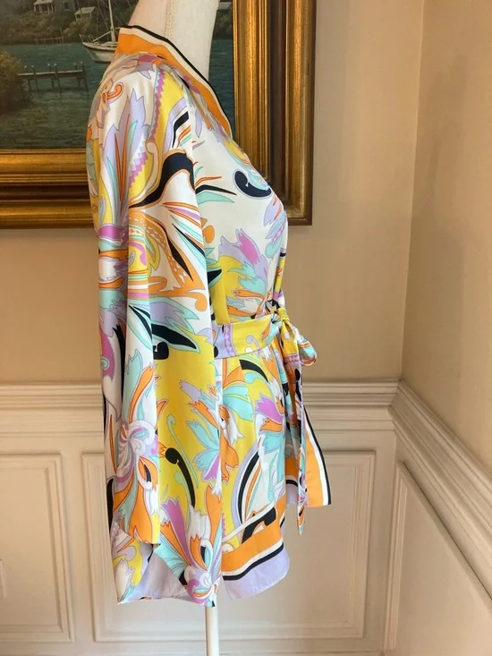 ZARA Scarf Paisley Print Satin Kimono Wrap Jacket - Picture 3 of 8